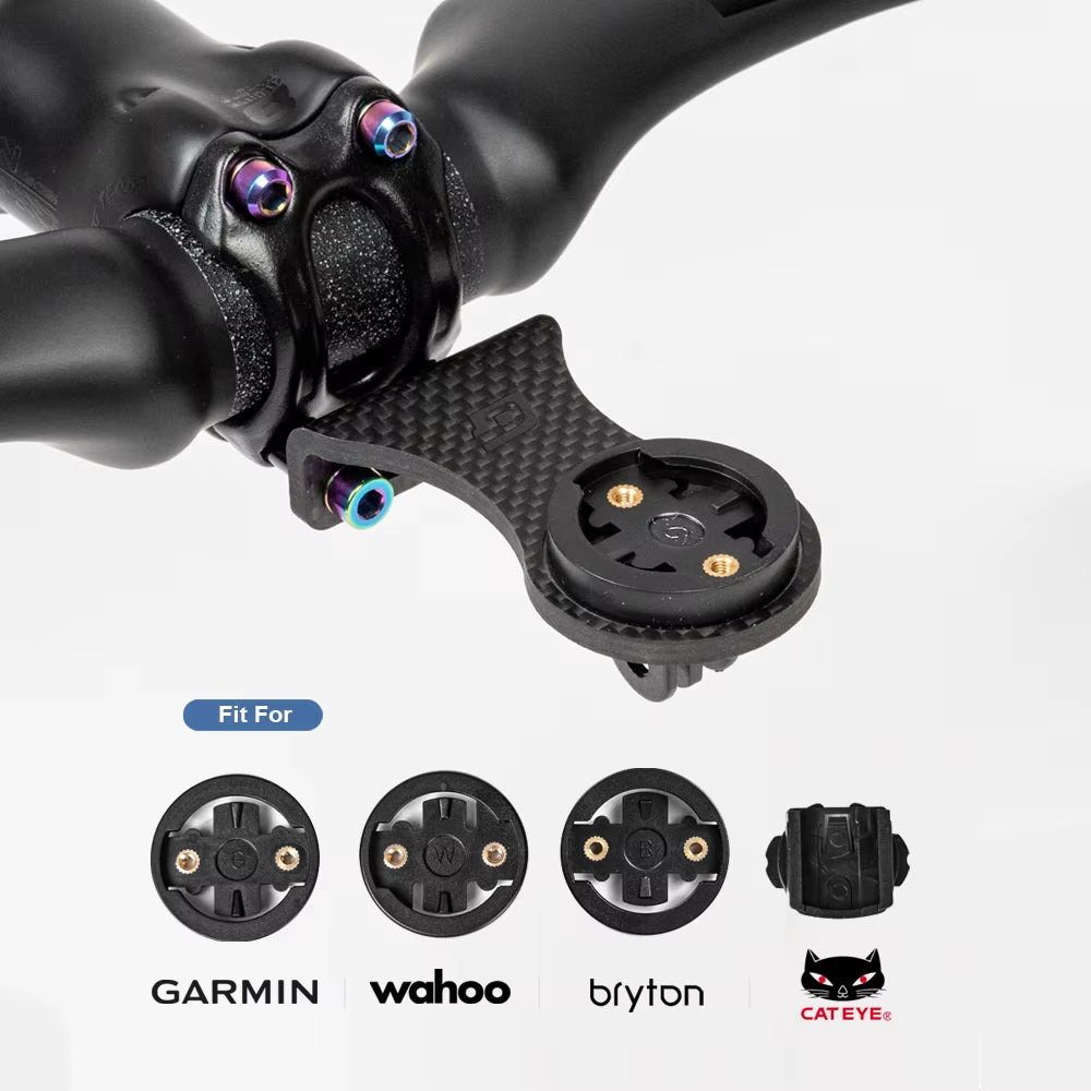 OGEVKIN Bike Stem Extension Carbon Computer Mount Holder Rack for Gps/Cycling Computer/Camera/Light Bicycle Accessories 3K Black