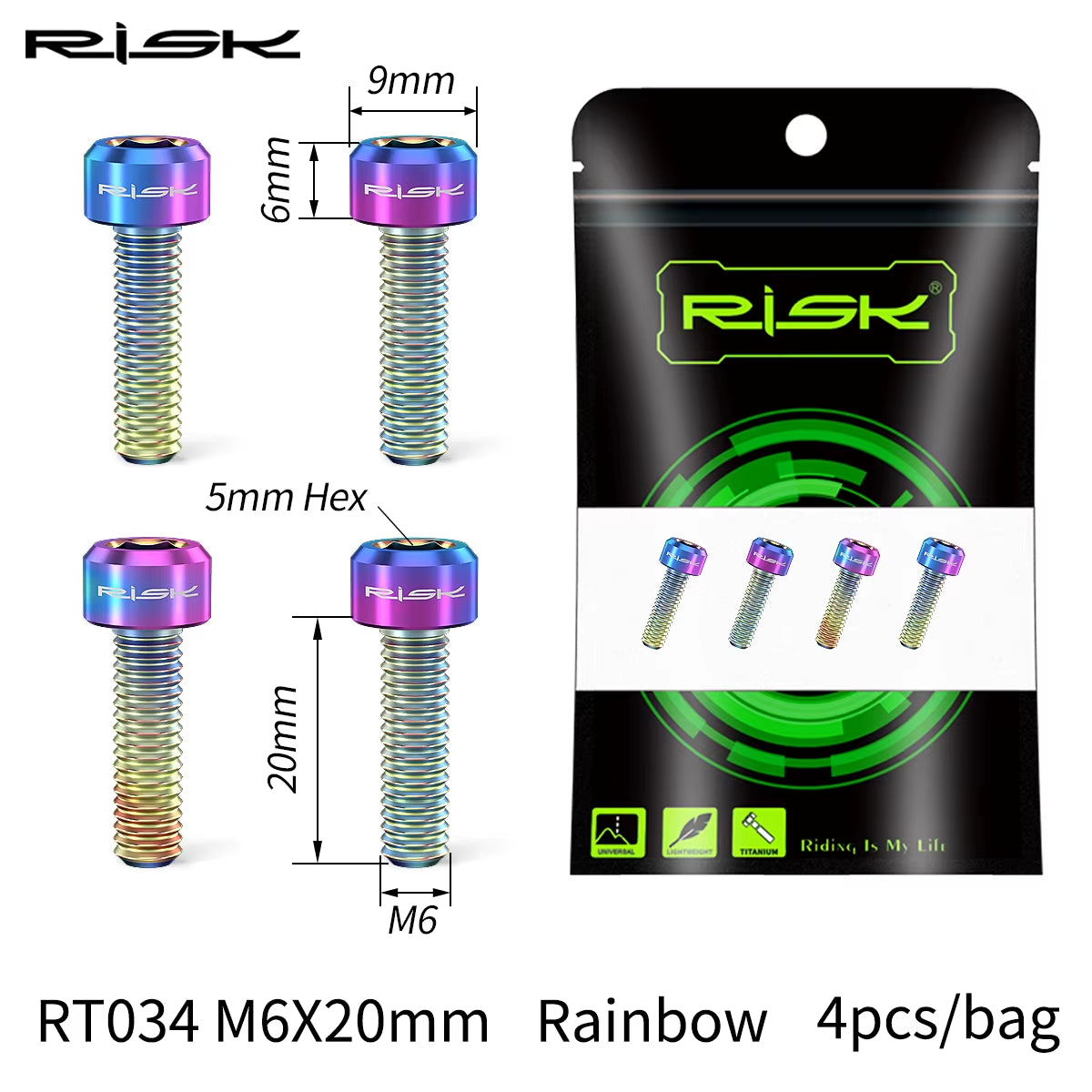 4PCS M6X16 M6X18 M6X20Mm Titanium Bicycle Disc Brake Clamp Caliper Bolts MTB Mountain Road Bike Fixed Screws M6*16/18/20Mm